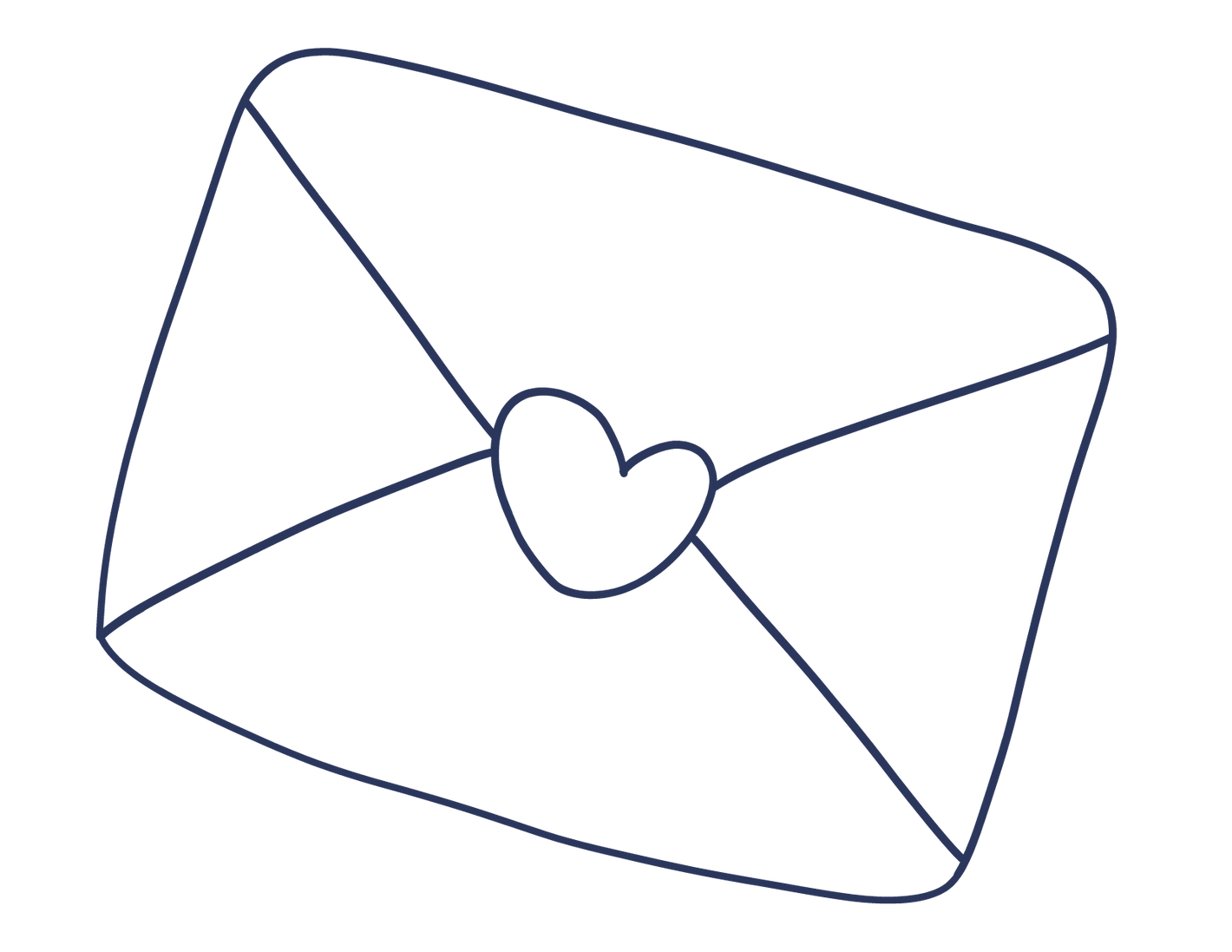 Outline of an envelope with a heart