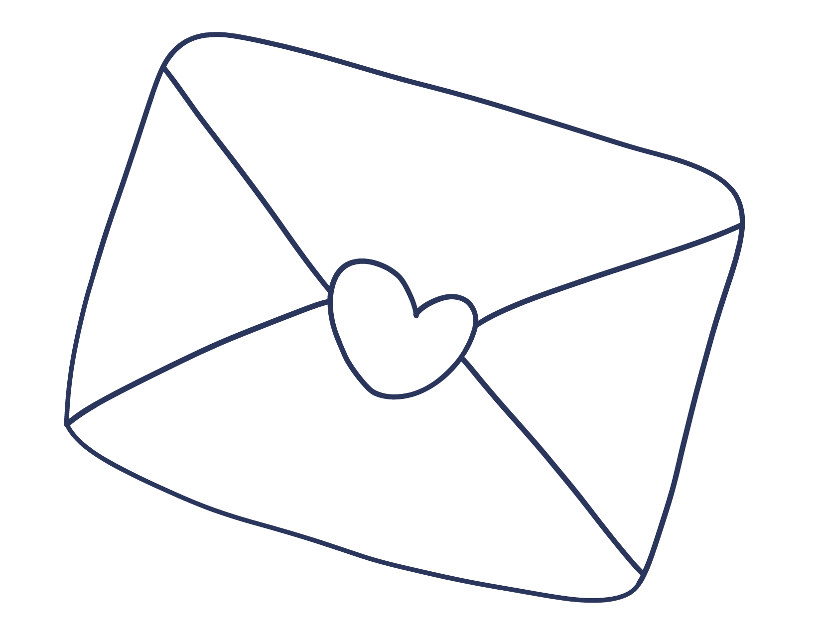 Outline of an envelope with a heart 