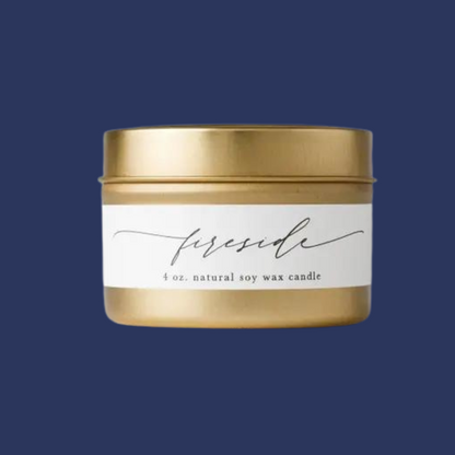 A gold jar with a label that reads '4 oz. Natural Soy Wax Candle'.