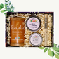 A gift set containing Teatulia Oolong Tea, a jar of honey, and a tube of lip balm, all presented in a box with a 'Hello Sunshine' lip balm label.