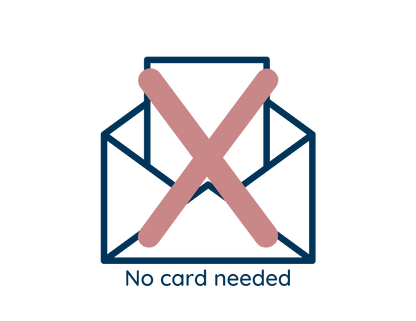 A graphic image of a greeting card with a large 'X' marking over it, indicating no card chosen with a minimalist design.