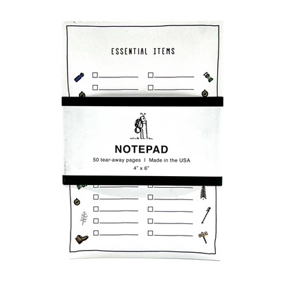 white notepad with clip art on the sides